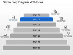 Seven step diagram with icons powerpoint template slide