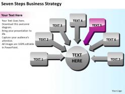 Seven steps business strategy powerpoint templates with shiny boxes and arrows pointing inwards 0712