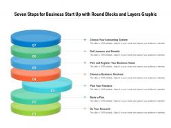 Seven steps for business start up with blocks and layers graphic
