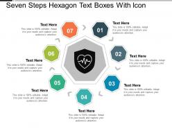 Seven steps hexagon text boxes with icon