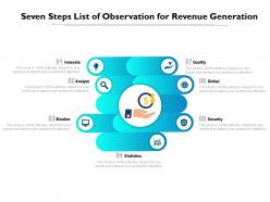 Seven Steps List Of Observation For Revenue Generation
