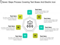 Seven steps process covering text boxes and electric icon