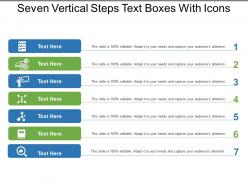 Seven vertical steps text boxes with icons