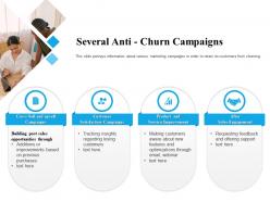 Several anti churn campaigns retain ppt powerpoint presentation ideas icon