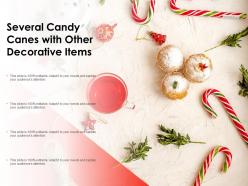 Several candy canes with other decorative items