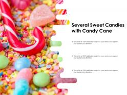 Several sweet candies with candy cane