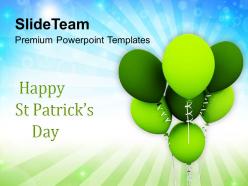 Shamrock st patricks day happy with balloons celebration templates ppt backgrounds for slides