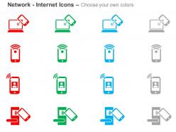 Share data from laptop to mobile wifi chat communication technology ppt icons graphics