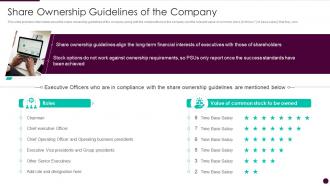 Share ownership guidelines of the company corporate governance guidelines structure company