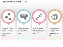 Share talking bubble link globe ppt icons graphics