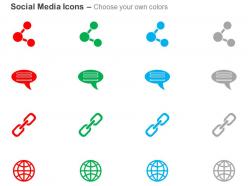 Share talking bubble link globe ppt icons graphics
