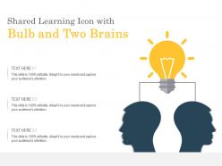 Shared learning icon with bulb and two brains