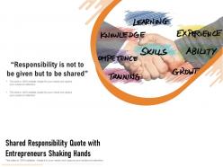 Shared responsibility quote with entrepreneurs shaking hands