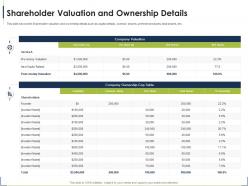 Shareholder valuation ownership process for identifying the shareholder valuation