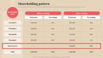 Shareholding Pattern Curie Investor Funding Elevator Pitch Deck