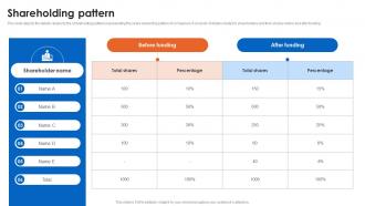 Shareholding Pattern Financial Innovation Company Investor Funding Elevator Pitch Deck