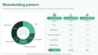 Shareholding Pattern Investor Segment Funding Elevator Pitch Deck