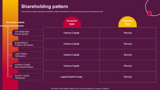 Shareholding Pattern Personal Care Brand Investor Funding Elevator Pitch Deck