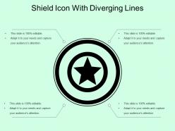 Shield icon with diverging lines