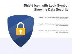 Shield icon with lock symbol showing data security
