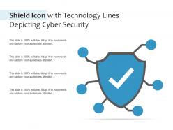 Shield icon with technology lines depicting cyber security