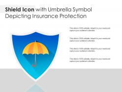 Shield icon with umbrella symbol depicting insurance protection