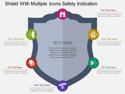Shield with multiple icons safety indication flat powerpoint design
