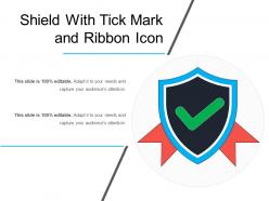 Shield with tick mark and ribbon icon