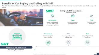Shift funding elevator pitch deck benefits of car buying and selling with shift
