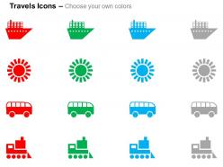 Ship bus train travel media ppt icons graphics
