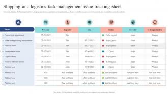 Shipping And Logistics Task Management Issue Tracking Sheet