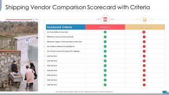 Shipping vendor comparison scorecard with criteria shipping vendor scorecard