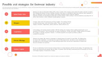 Shoe Industry Business Plan Possible Exit Strategies For Footwear Industry BP SS
