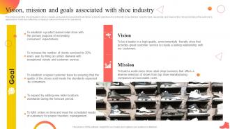 Shoe Industry Business Plan Vision Mission And Goals Associated With Shoe Industry BP SS
