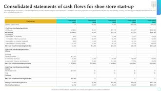 Shoe Store Business Plan Consolidated Statements Of Cash Flows For Shoe Store Start Up BP SS
