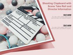 Shooting clapboard with scene take roll and director information