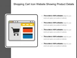 Shopping cart icon website showing product details