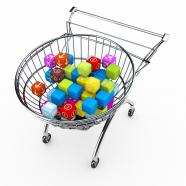 Shopping Cart With Multicolor Cubes Stock Photo