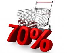 Shopping Cart With Seventy Percent Discount Sale Stock Photo