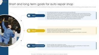 Short And Long Term Goals For Sample Meineke Car Care Center Business Plan BP SS
