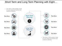 Short term and long term planning with eight points and icons