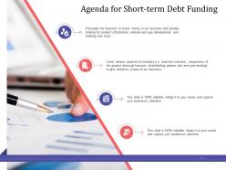 Short term debt funding pitch deck agenda for short term debt funding development ppt slideshow