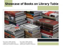 Showcase of books on library table