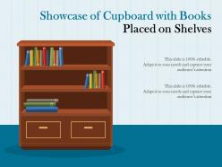 Showcase of cupboard with books placed on shelves