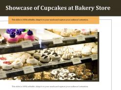 Showcase of cupcakes at bakery store