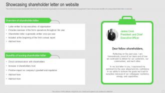 Showcasing Shareholder Letter On Website Shareholder Engagement Strategy