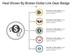 Shown by broken dollar link gear badge