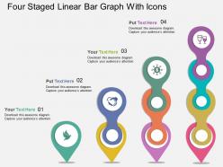 Si four staged linear bar graph with icons flat powerpoint design