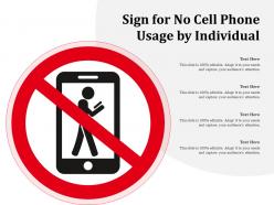 Sign for no cell phone usage by individual