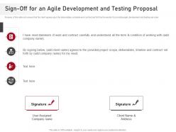 Sign off for an agile development and testing proposal proposal agile development testing it